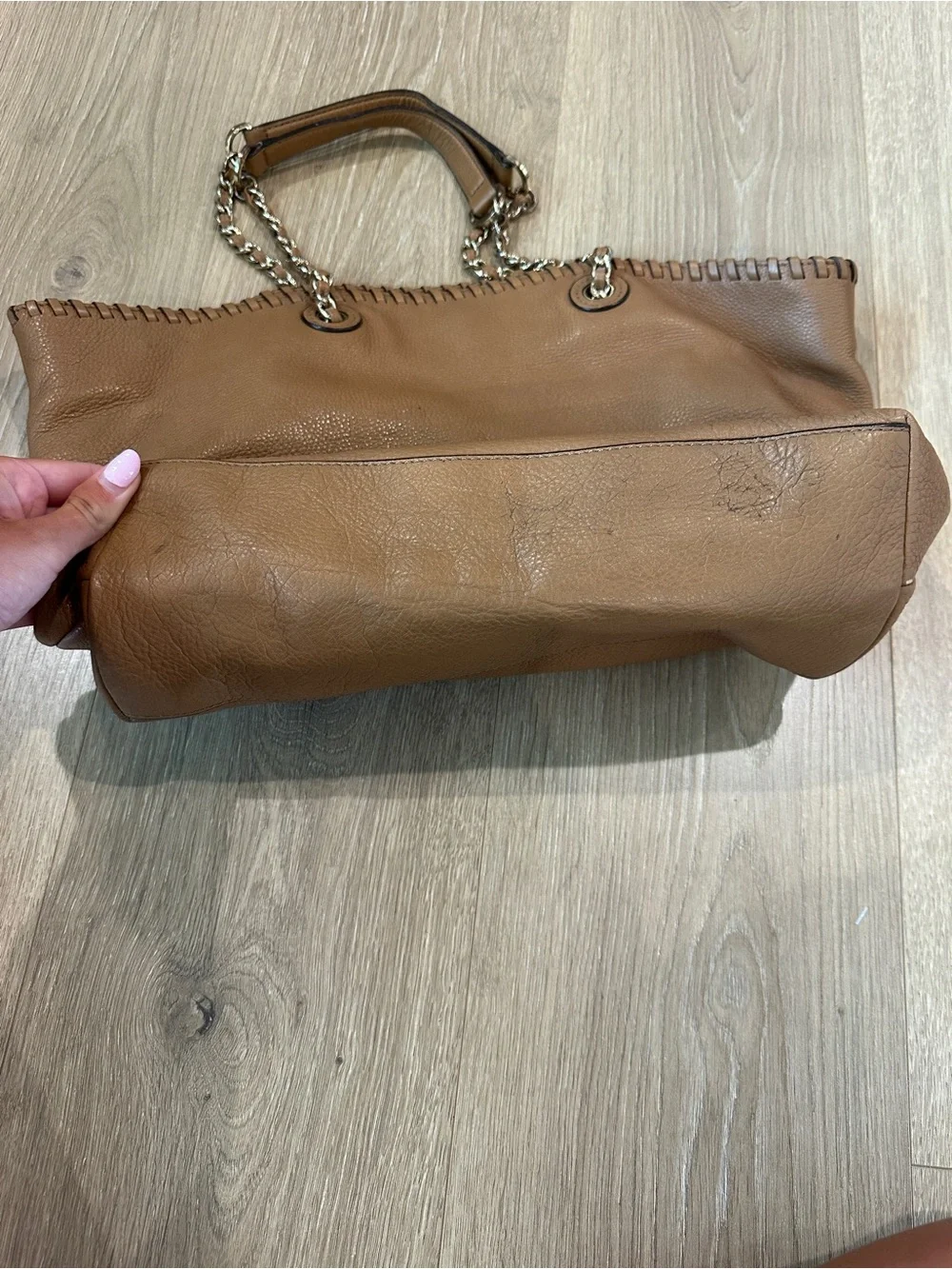Tory Burch Tan Leather Chain Tote and wallet